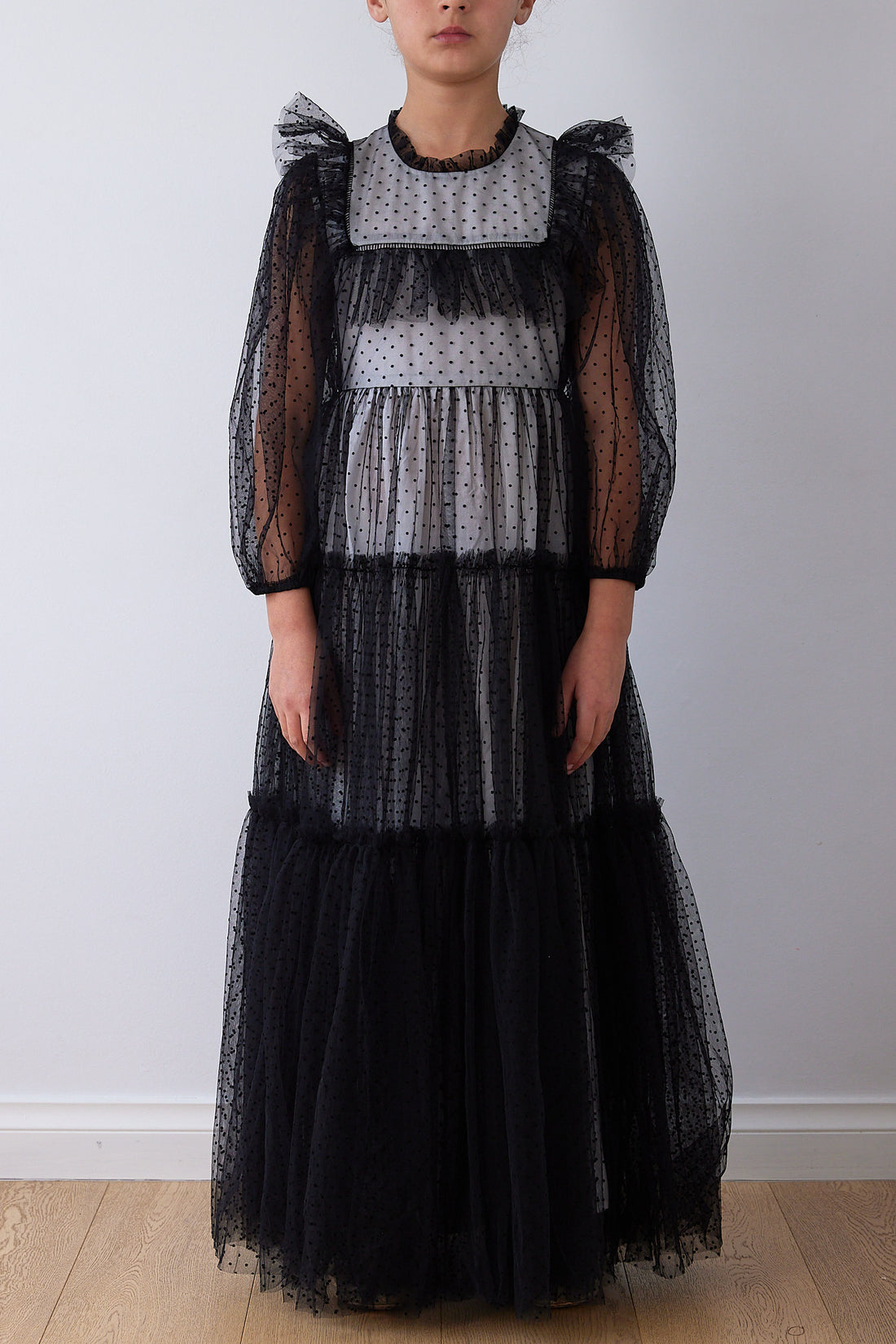 Petite Amalie Black Bib Tulle Gown