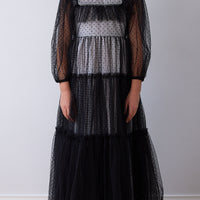 Petite Amalie Black Bib Tulle Gown