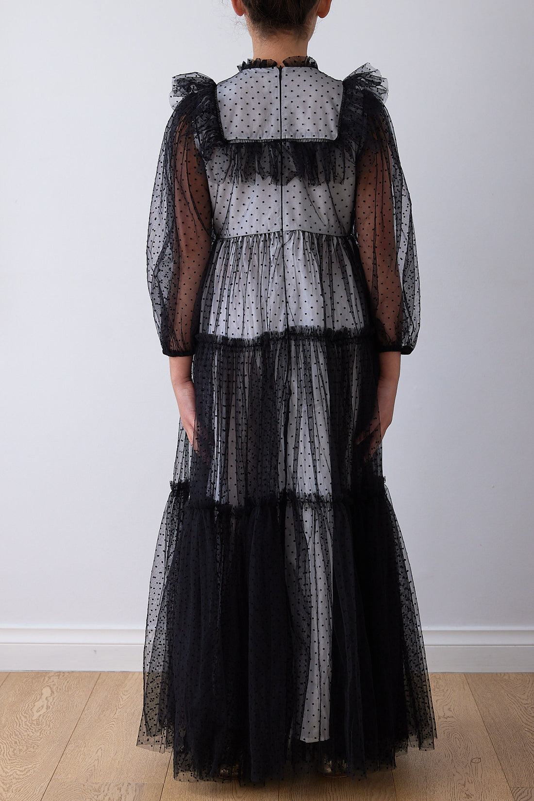 Petite Amalie Black Bib Tulle Gown