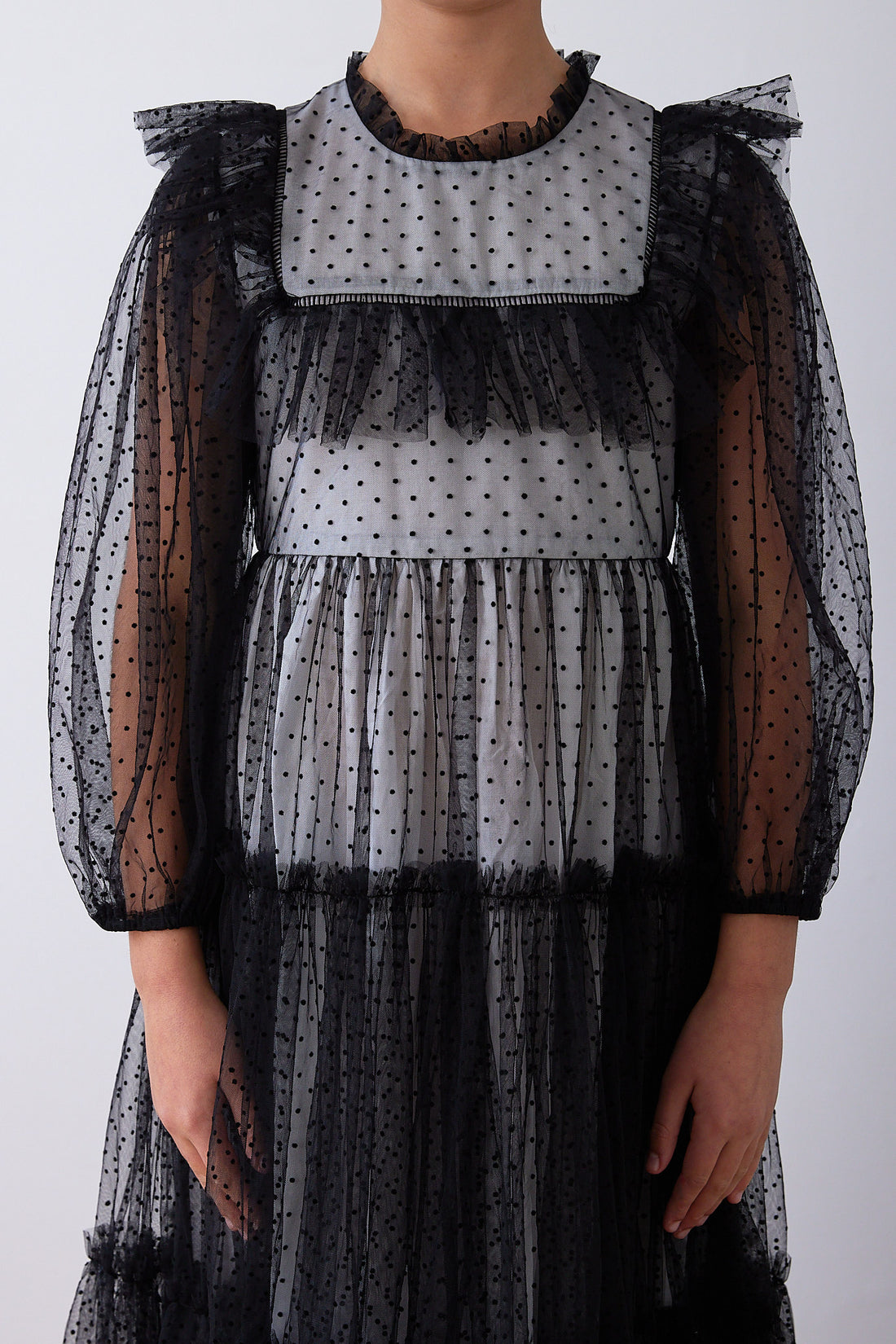 Petite Amalie Black Bib Tulle Gown