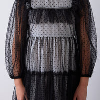 Petite Amalie Black Bib Tulle Gown