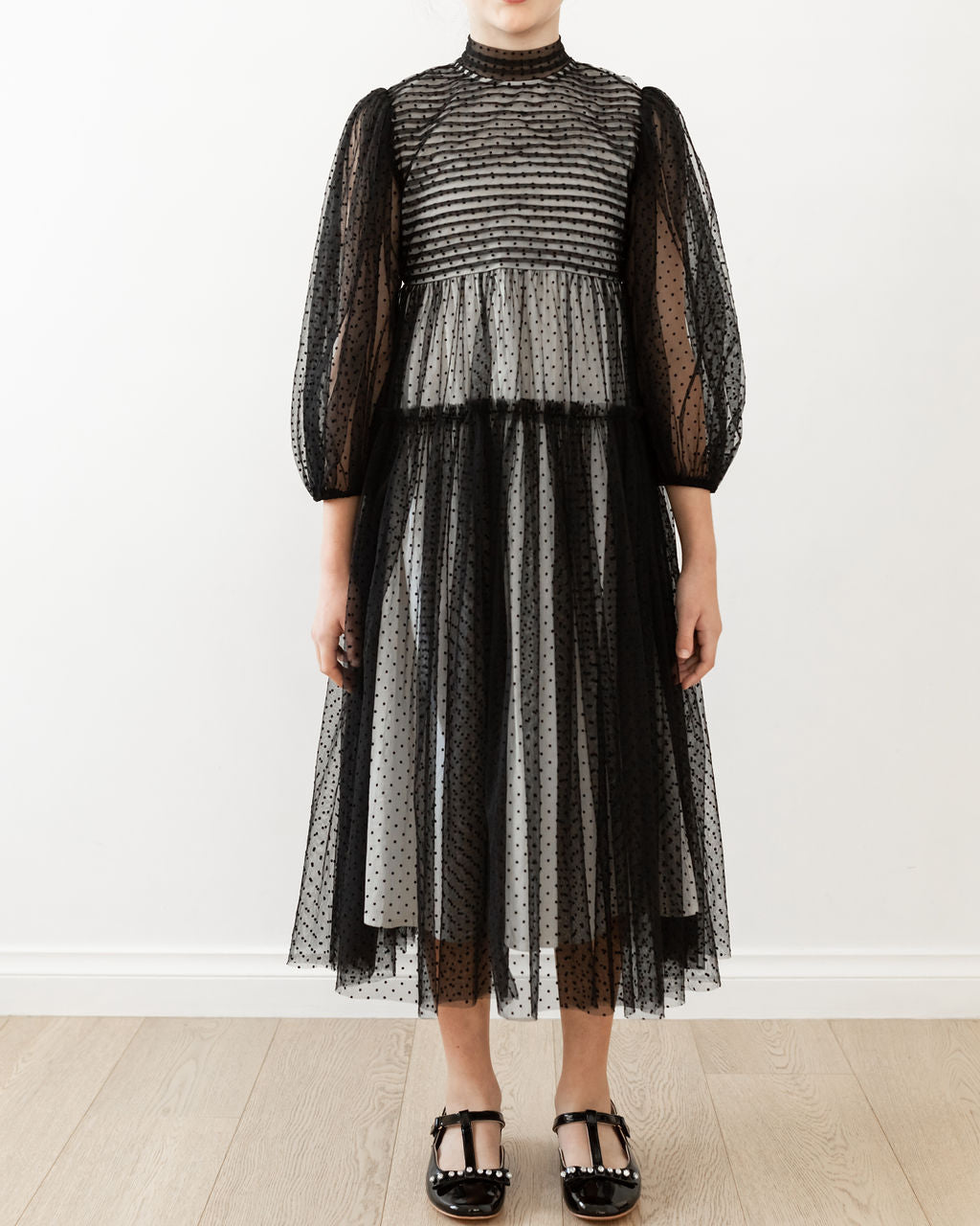Petite Amalie Black/Cream Dotty Tulle Dress