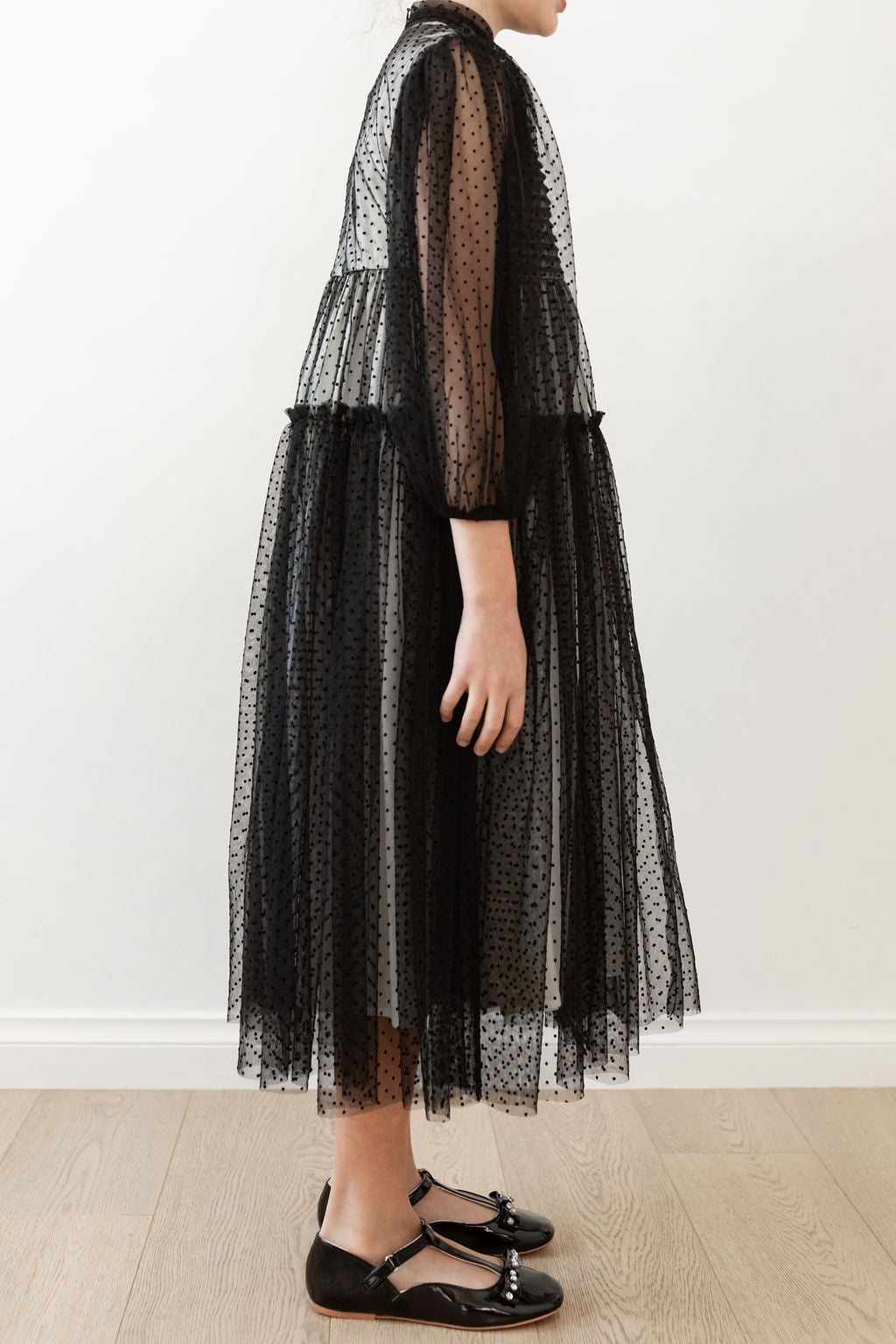 Petite Amalie Black/Cream Dotty Tulle Dress
