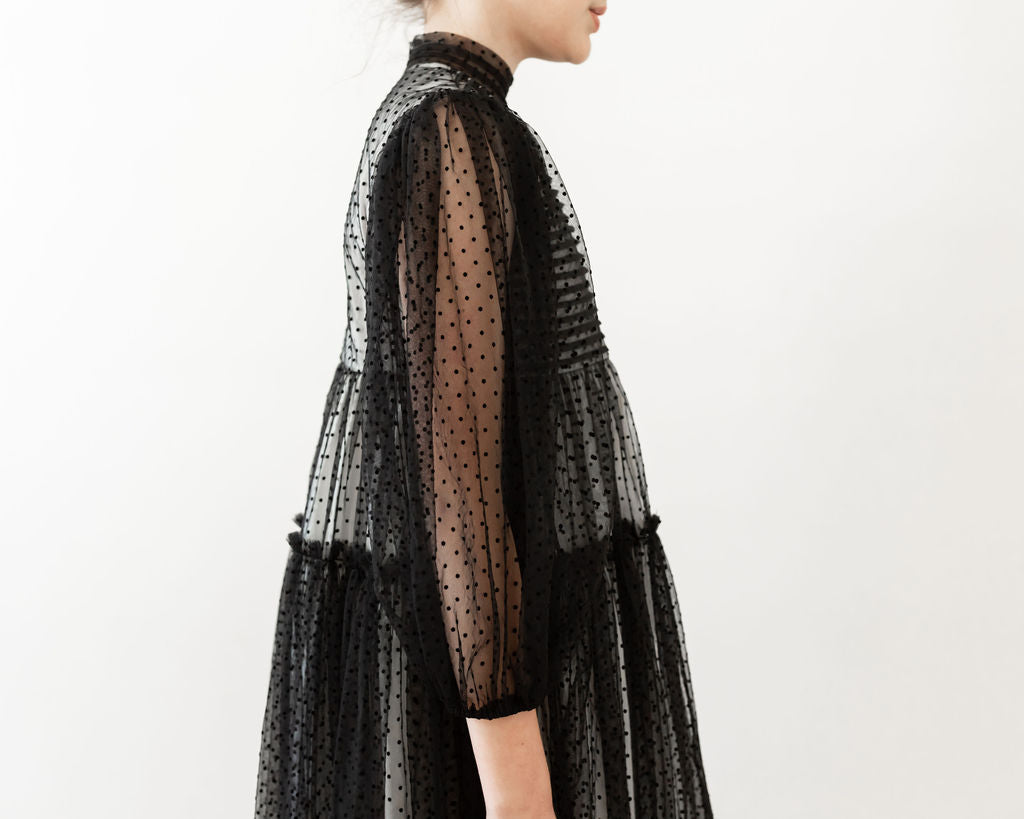 Petite Amalie Black/Cream Dotty Tulle Dress
