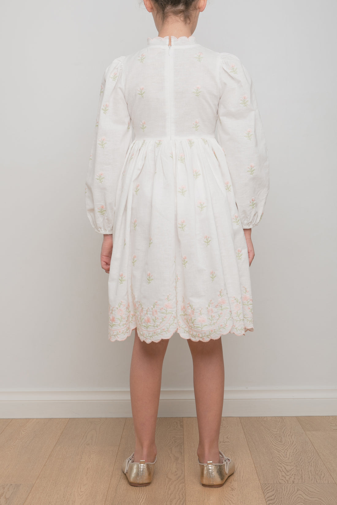 Petite Amalie Pink Rose Linen Long Sleeve Dress