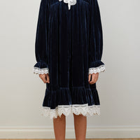Petite Amalie Blue Velvet Olivia Dress