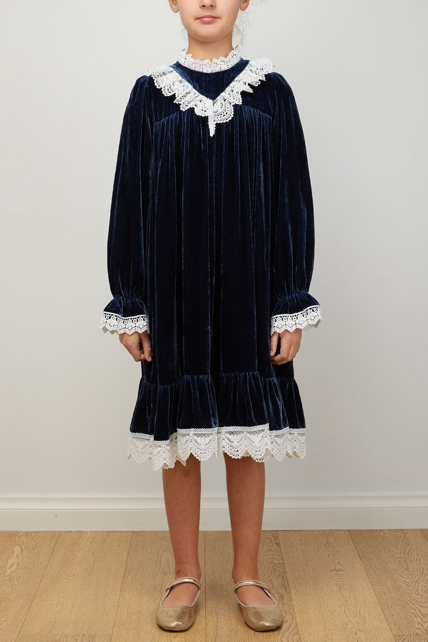 Petite Amalie Blue Velvet Olivia Dress – Ladida