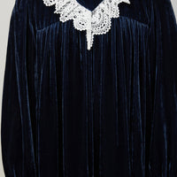 Petite Amalie Blue Velvet Olivia Dress