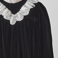 Petite Amalie Black Velvet Olivia Dress