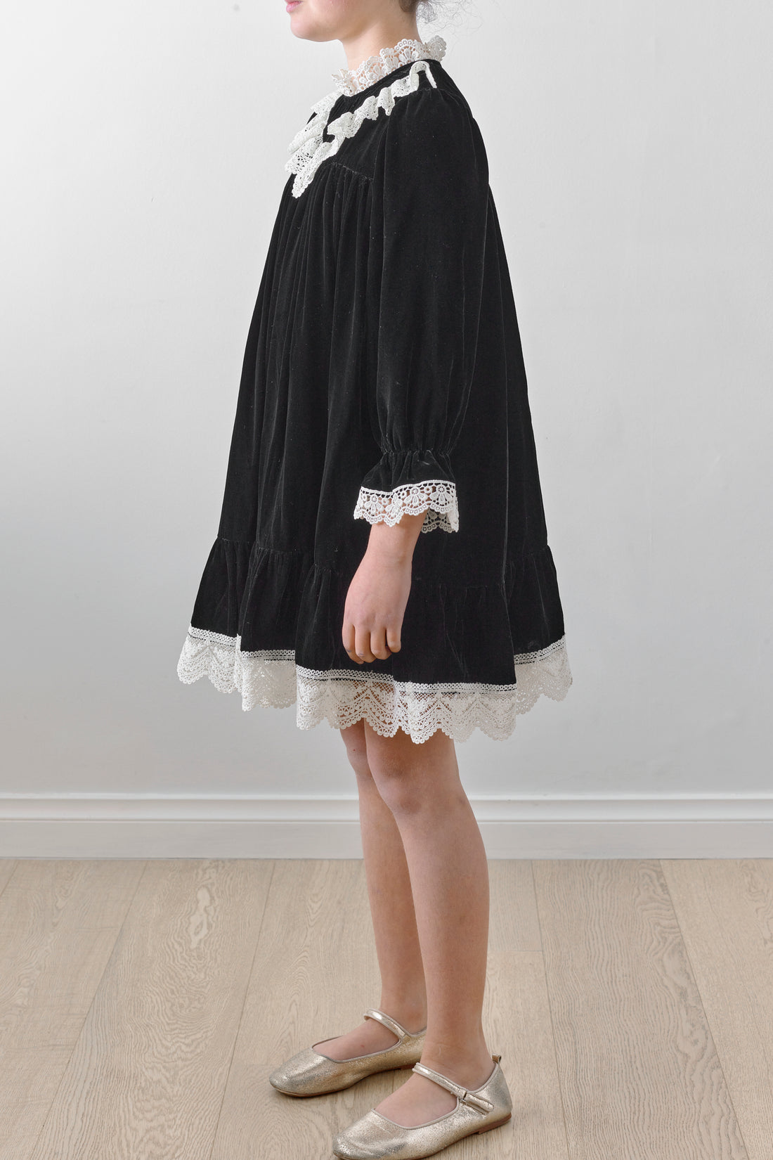 Petite Amalie Black Velvet Olivia Dress