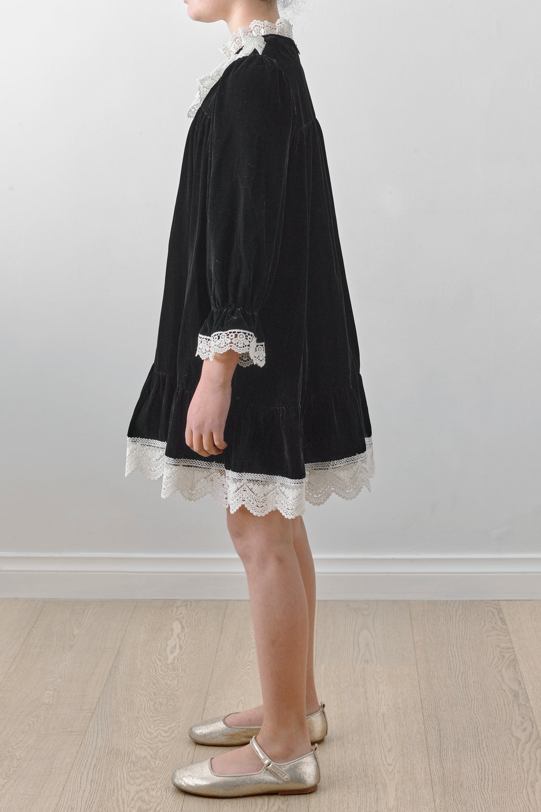 Petite Amalie Black Velvet Olivia Dress