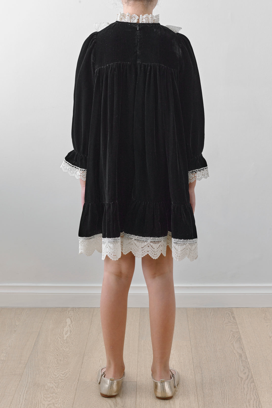 Petite Amalie Black Velvet Olivia Dress