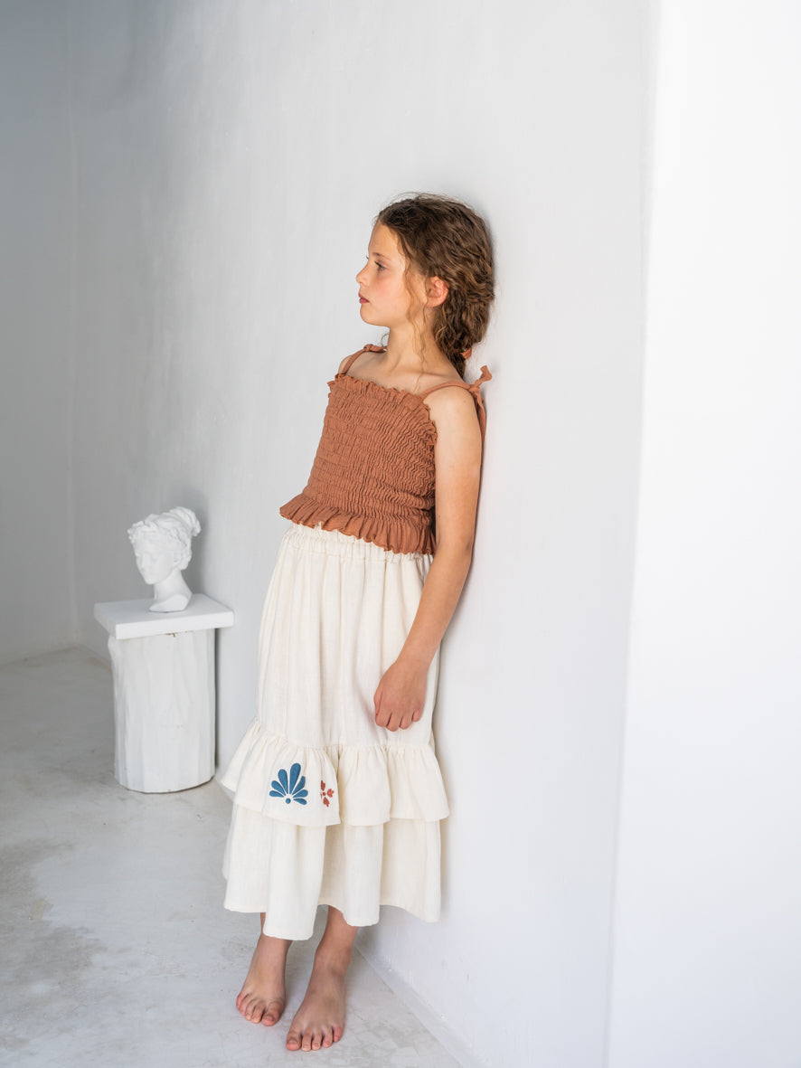 Belle Chiara Beige Thick Linen Sibyl Skirt