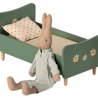 Maileg Wooden Bed, Mini - Mint Blue