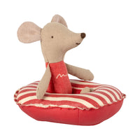 Maileg Rubber boat, Small mouse - Red Stripe