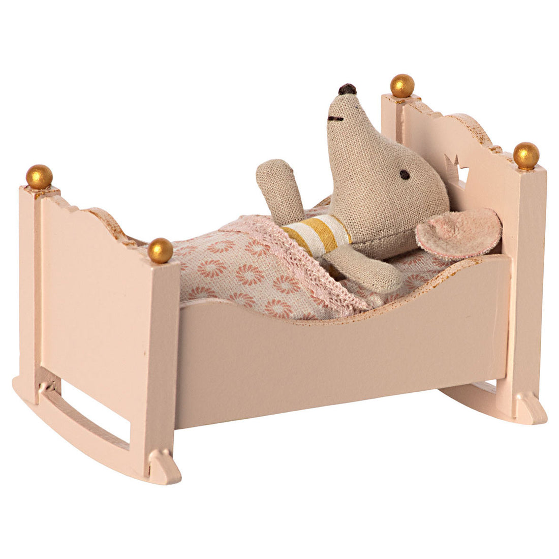 Maileg Cradle, Baby mouse - Rose