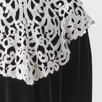 Petite Amalie Black Cut Out Collar Peta Velvet Dress