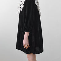 Petite Amalie Black Cut Out Collar Peta Velvet Dress