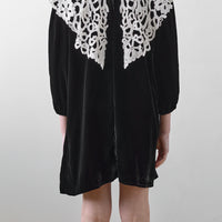 Petite Amalie Black Cut Out Collar Peta Velvet Dress