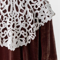 Petite Amalie Coffee Cut Out Collar Peta Velvet Dress