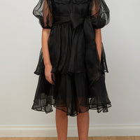 Petite Amalie Black Marie Silk Organza Dress