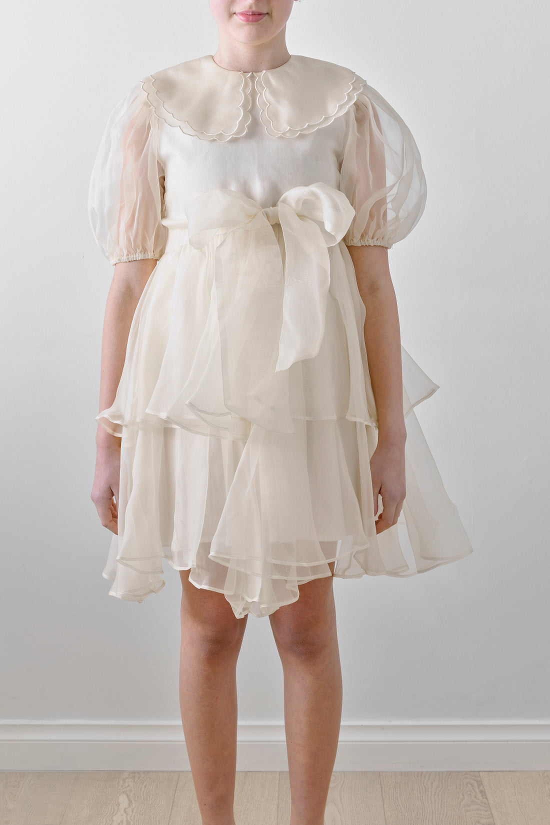 Petite Amalie Cream Marie Silk Organza Dress