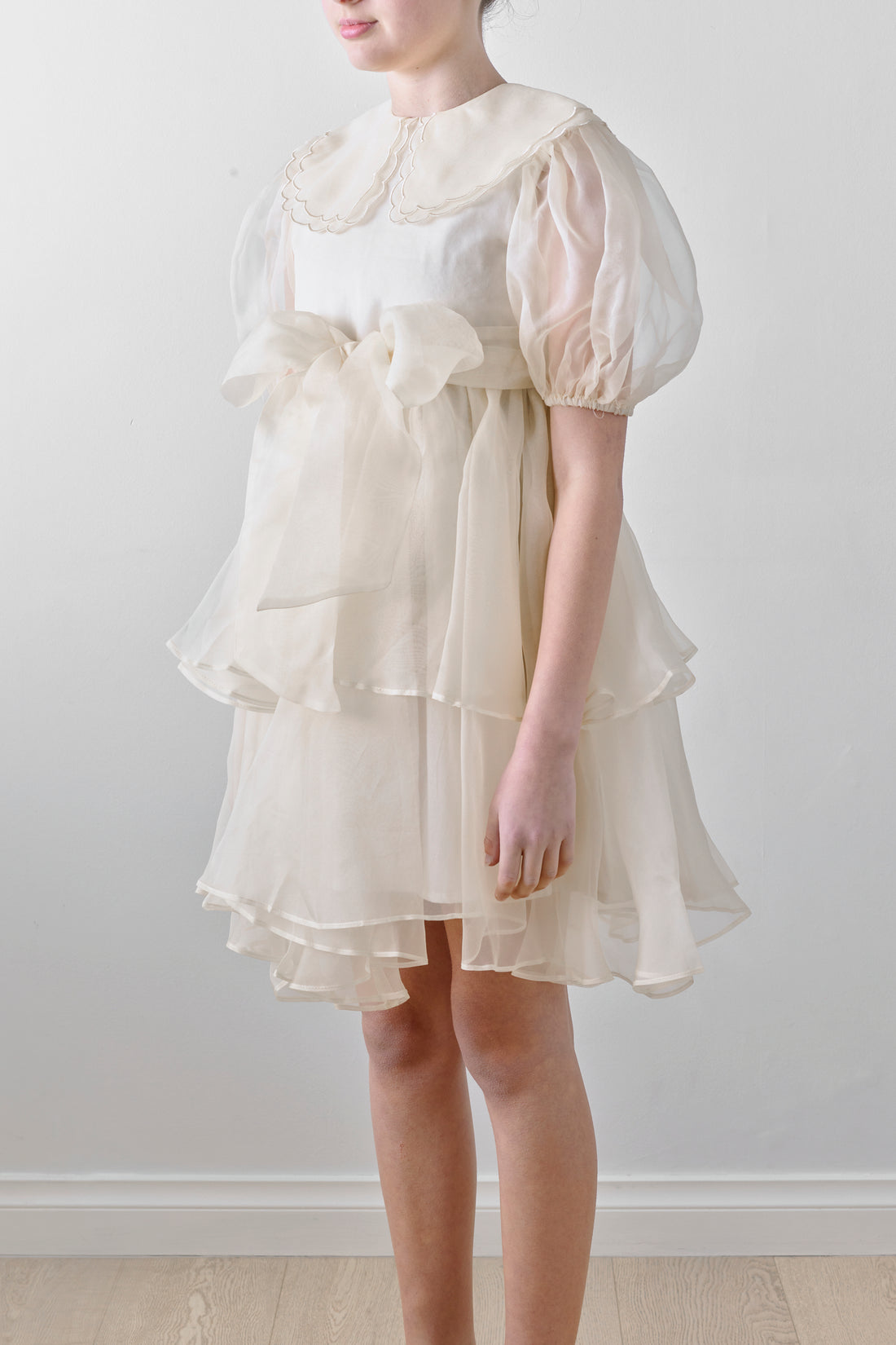 Petite Amalie Cream Marie Silk Organza Dress