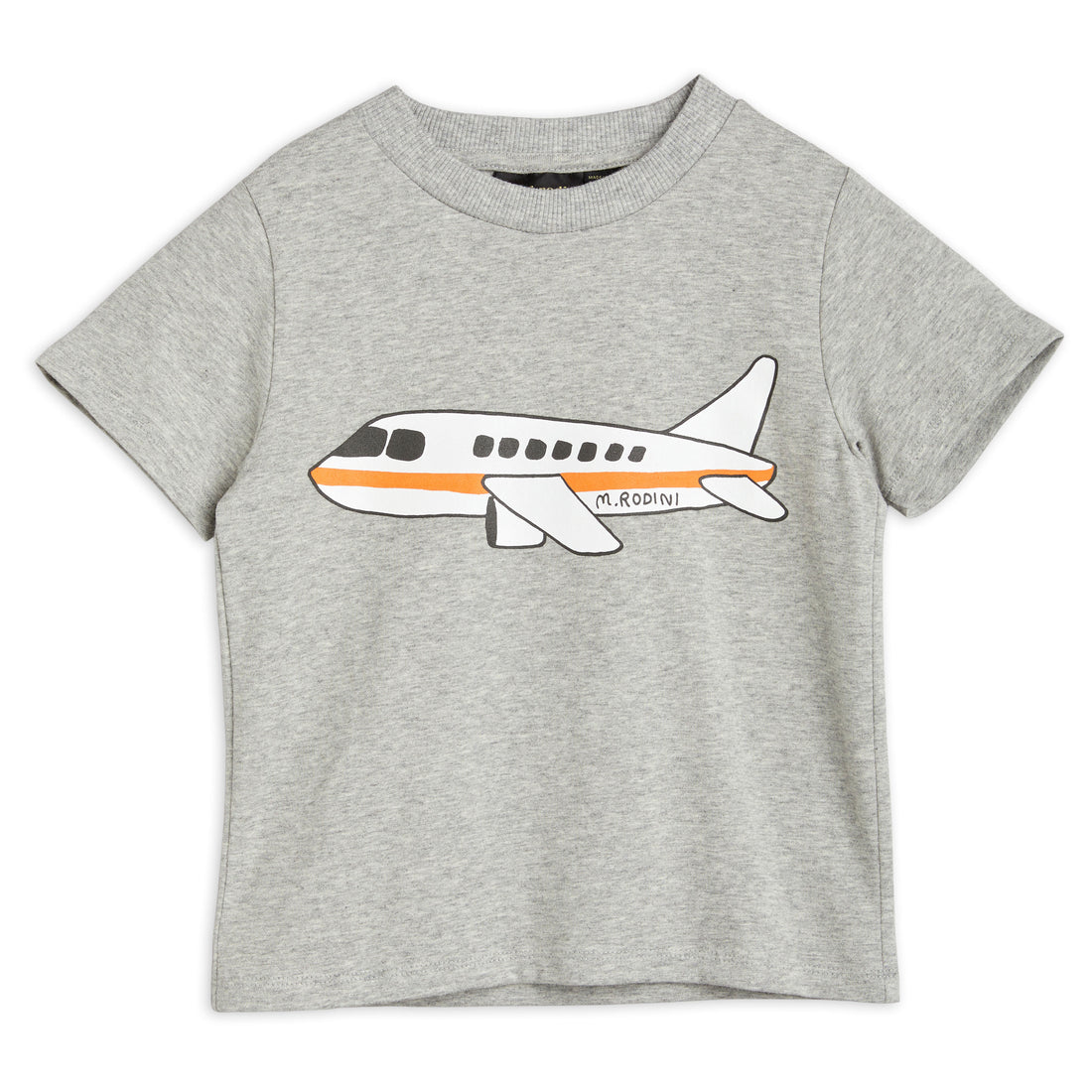 Mini Rodini Grey Melange Airplane Tee