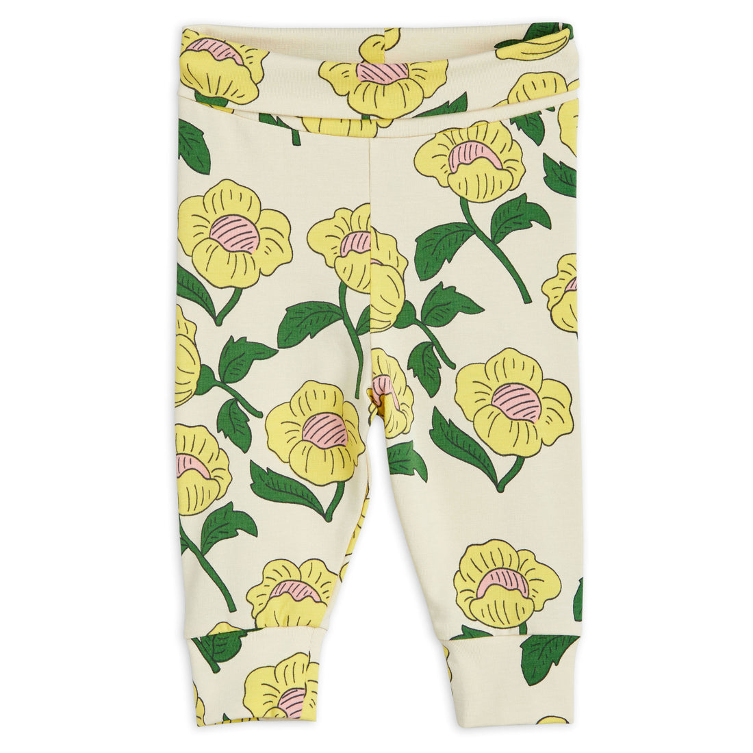 Mini Rodini Yellow Flowers Newborn Leggings