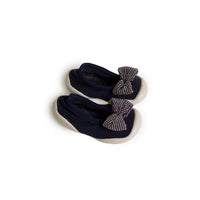 Collegien Night Blue With Striped Bow Ballerina Slippers