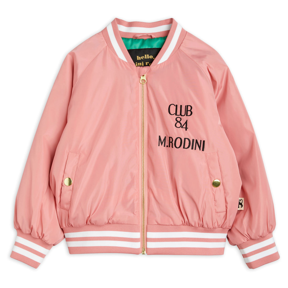 Mini Rodini Pink Pigeons Woven Baseball Jacket