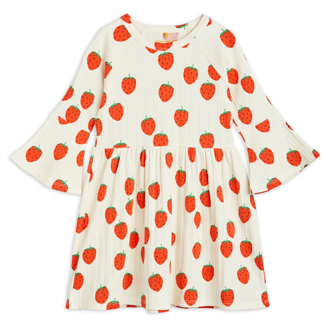 Mini Rodini Offwhite Strawberries Trumpet Sleeve Dress