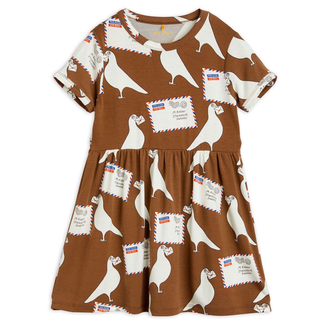 Mini Rodini Brown Pigeons Tencel Dress
