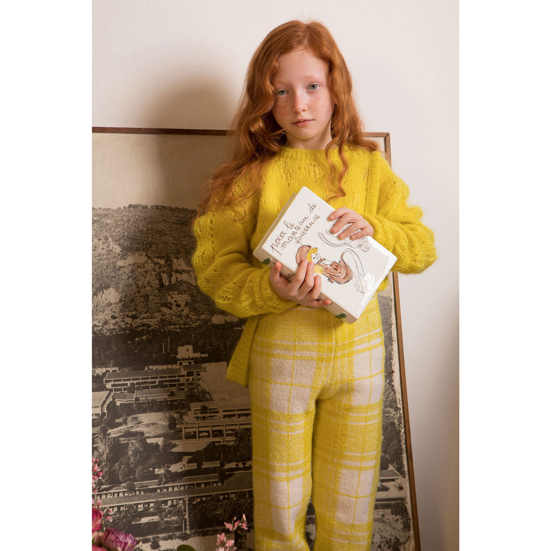 Ligne Noire Yellow Edition Mohair Tartan Strap Trousers