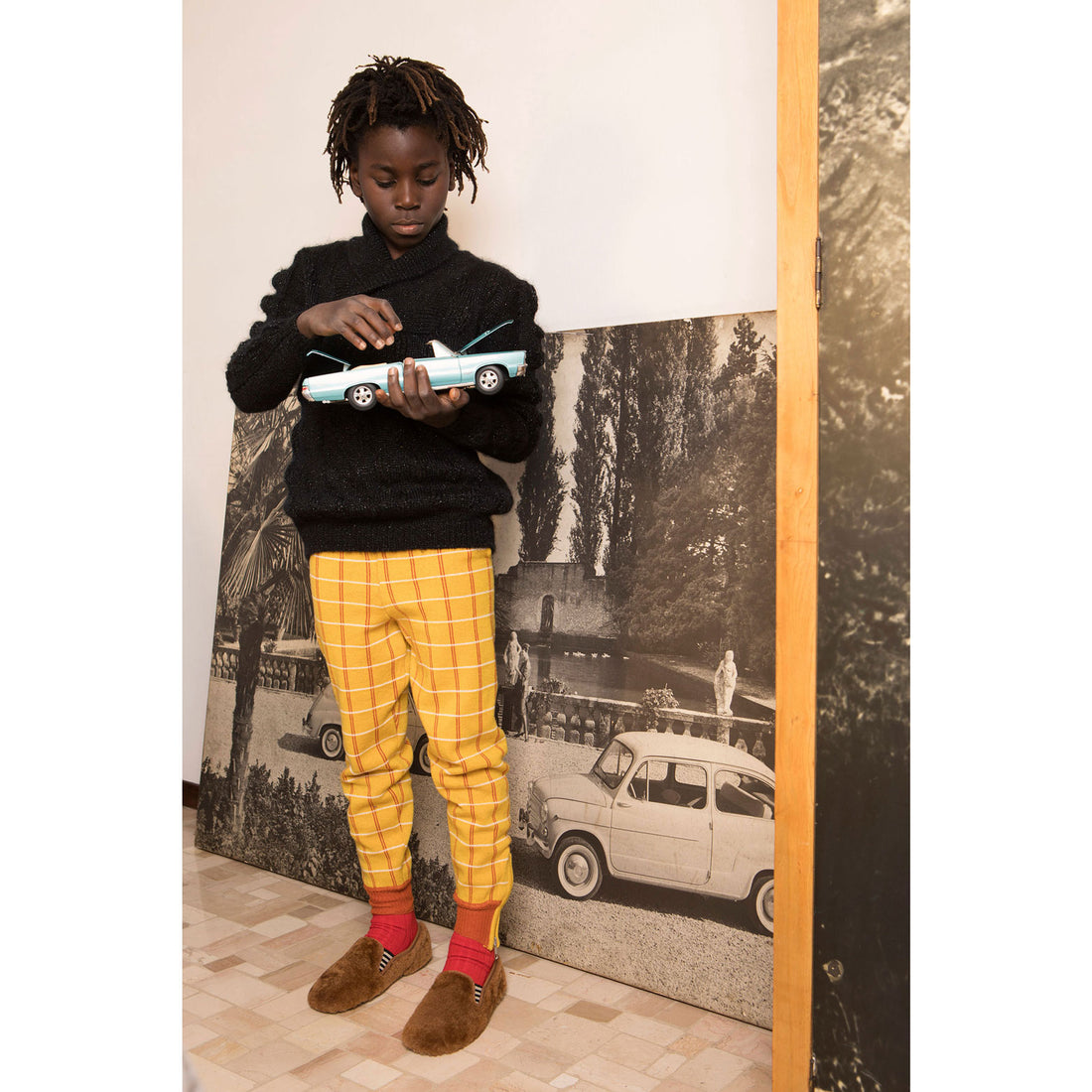 Ligne Noire Yellow Tartan Joggers