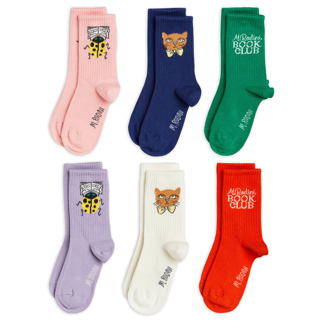 Mini Rodini Multi Book Club 6-Pack Socks