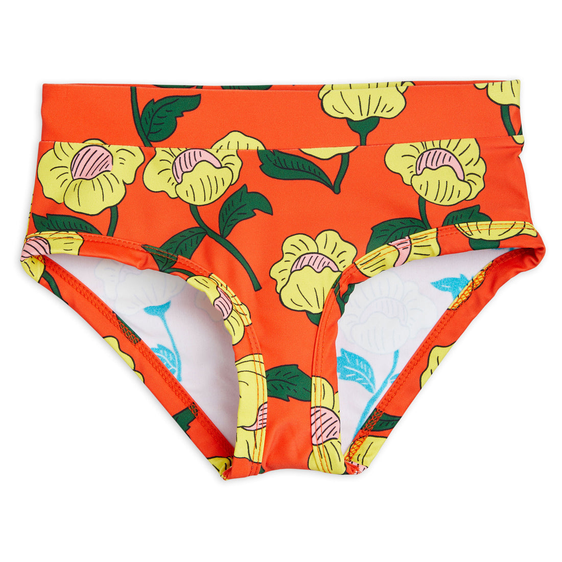 Mini Rodini Orange Flowers High Waisted Swim Pants