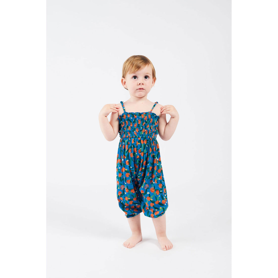 Bobo Choses Oranges Print Smocked Overalls