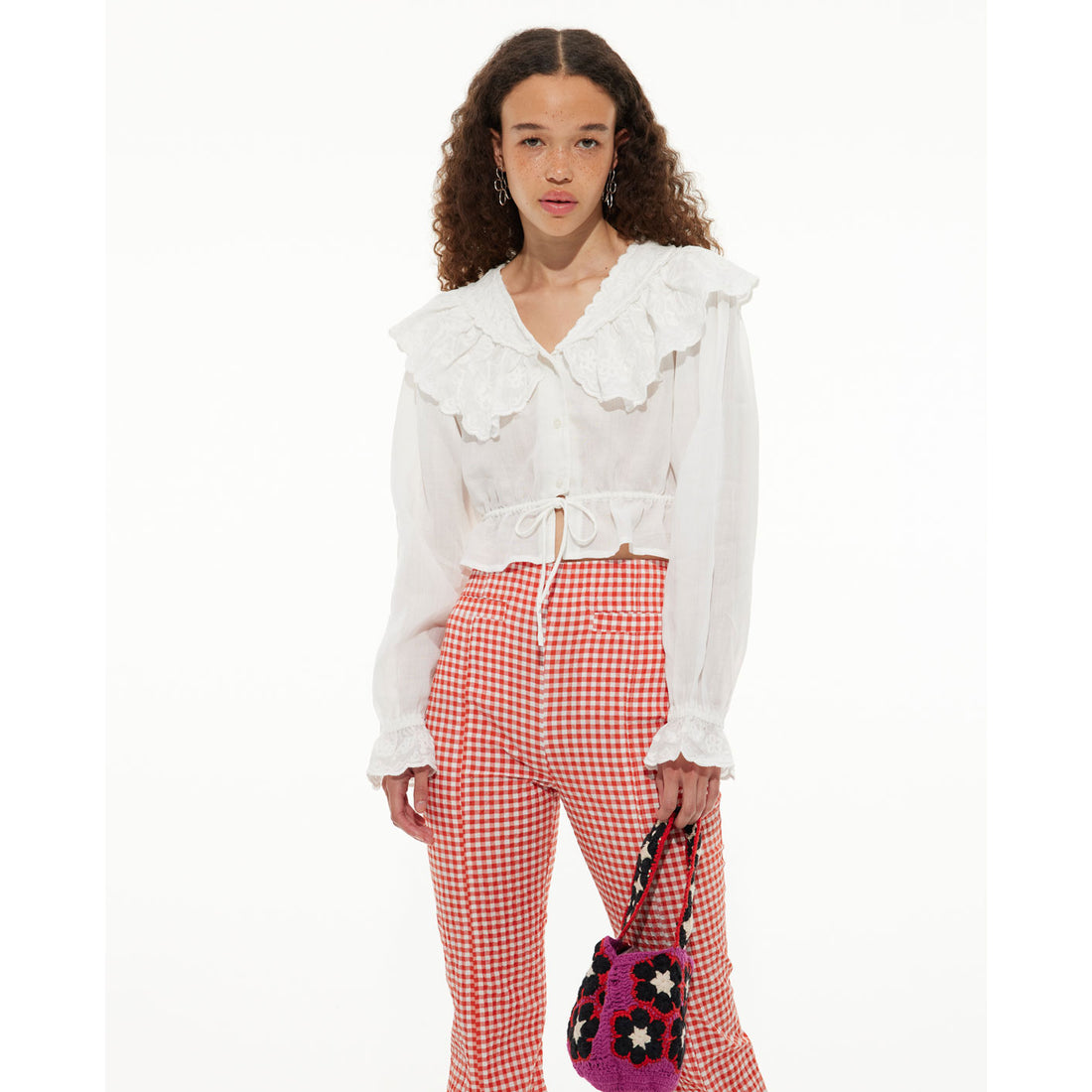 Les Coyotes De Paris Off White Romantic Embroidered Blouse