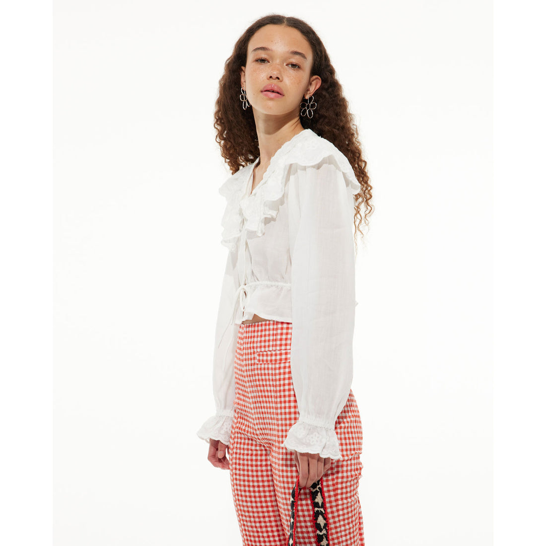 Les Coyotes De Paris Off White Romantic Embroidered Blouse