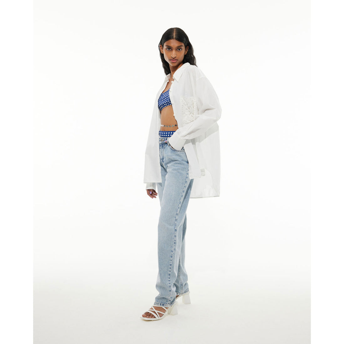 Les Coyotes De Paris White Crochet Patched Shirt