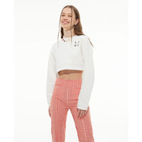 Les Coyotes De Paris Chalk White Cropped Logo Sweatshirt