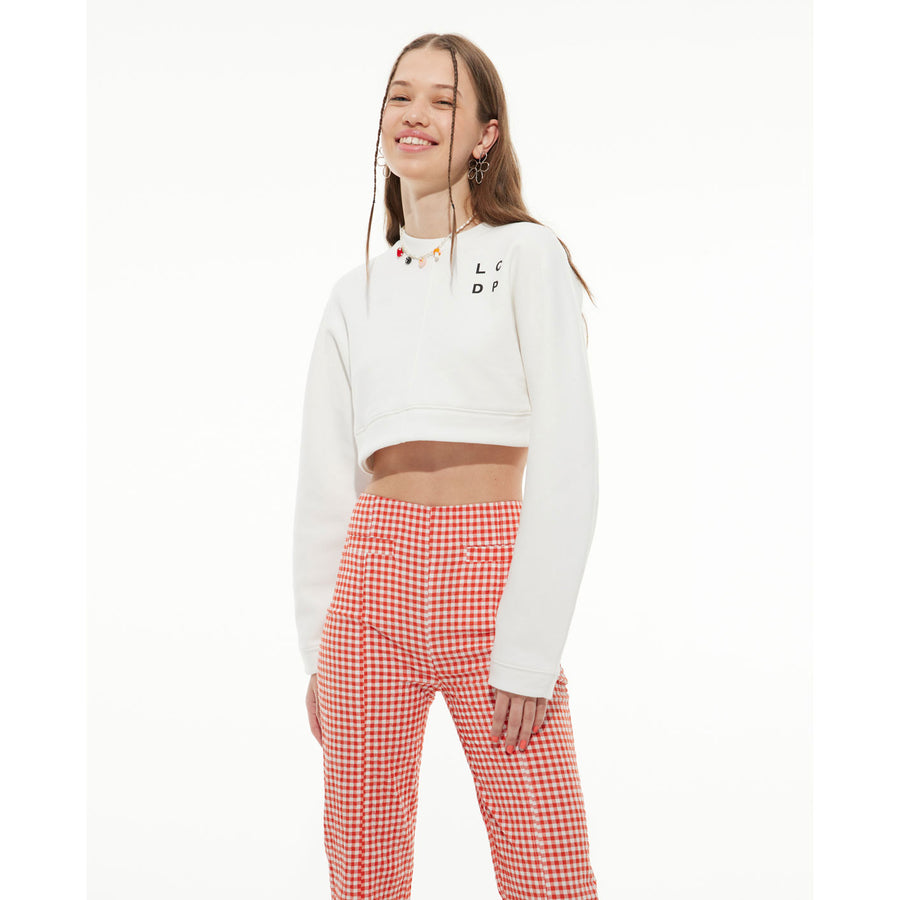Les Coyotes De Paris Chalk White Cropped Logo Sweatshirt