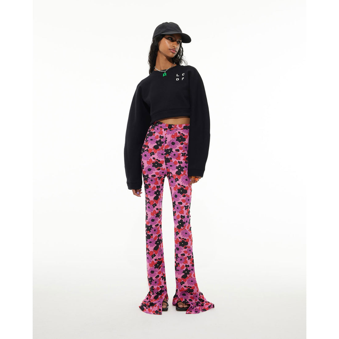 Les Coyotes De Paris Black Cropped Logo Sweatshirt