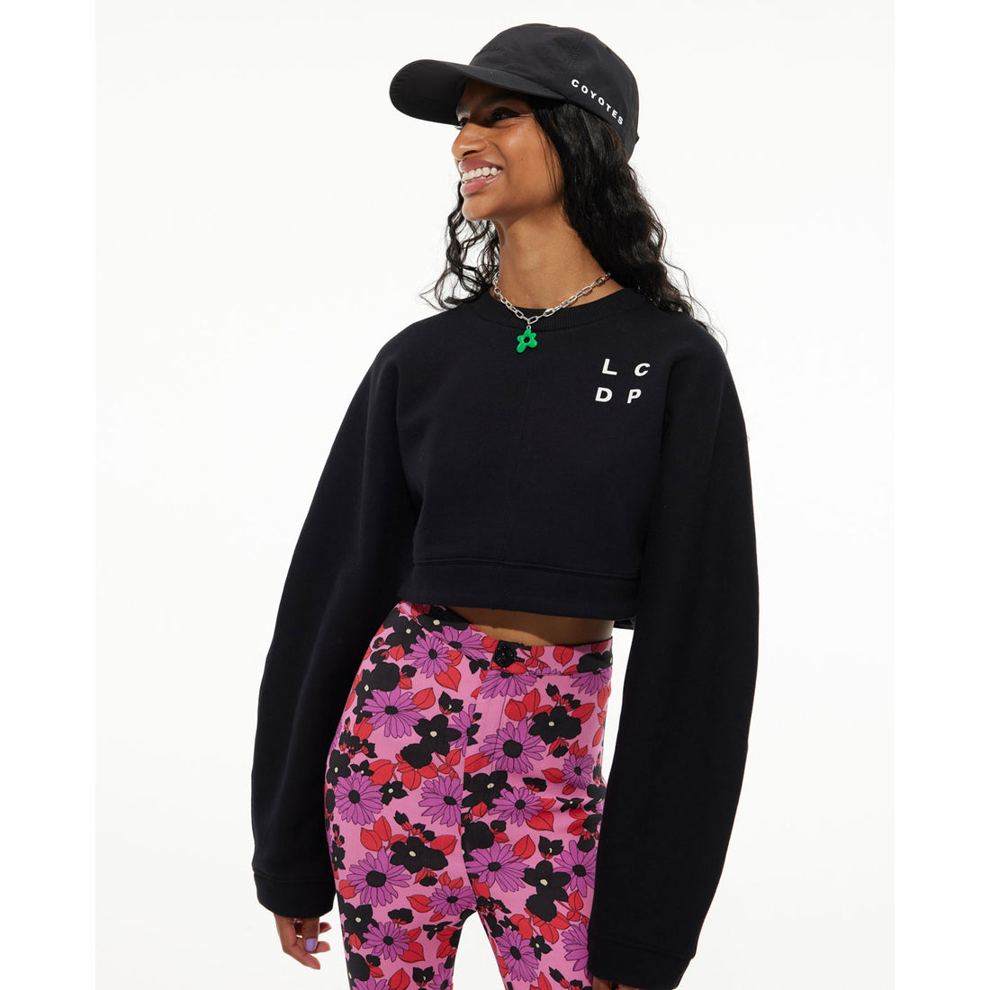 Les Coyotes De Paris Black Cropped Logo Sweatshirt