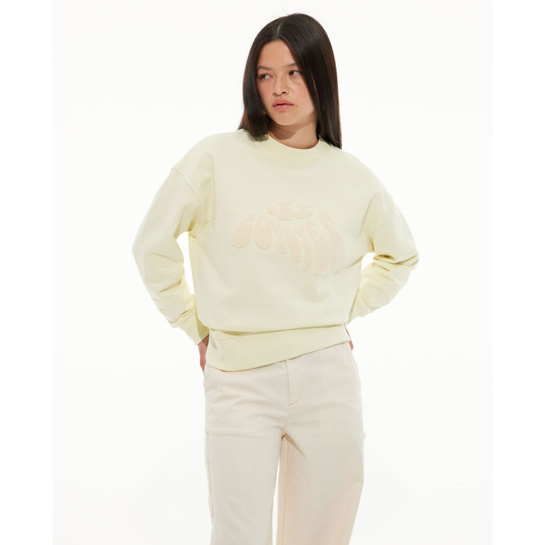 Les Coyotes De Paris Lime Green Retro Towelling Logo Sweatshirt