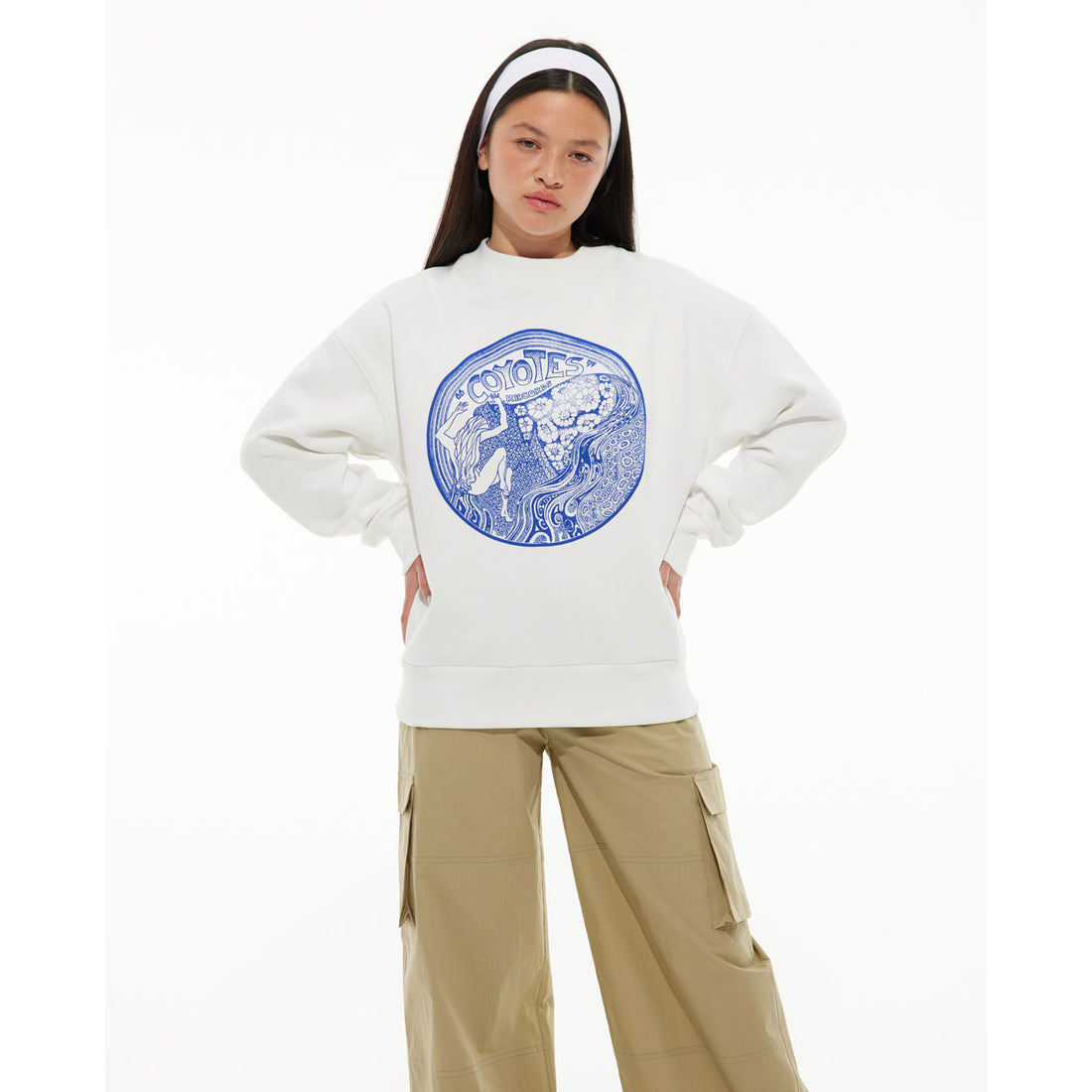 Les Coyotes De Paris Chalk White Flower Power Sweatshirt