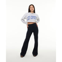 Les Coyotes De Paris Grey Melange Large Logo Cropped Sweatshirt