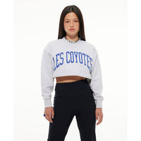 Les Coyotes De Paris Grey Melange Large Logo Cropped Sweatshirt