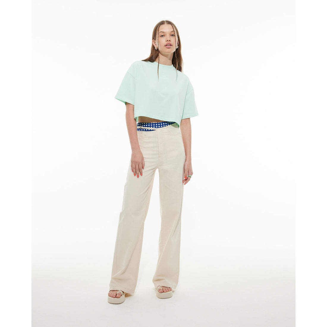 Les Coyotes De Paris Light Mint Logo Cropped Tee